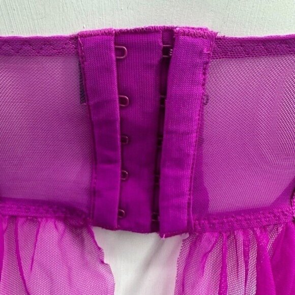 Victorias Secret 34C Sheer Lingerie Babydoll Dress Purple Mesh Underwire Push Up - Picture 7 of 12